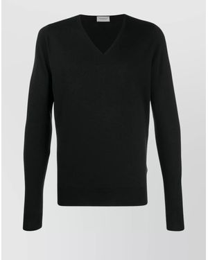 John Smedley V-Neck Pullover Long Sleeves - Black