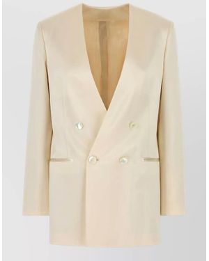 Alberta Ferretti Satin Blazer - Natural