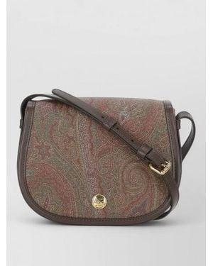 Etro Paisley Cotton Leather Crossbody Shoulder Bag - Grey