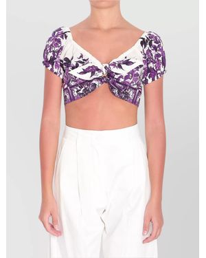 Dolce & Gabbana Cotton Printed Knotted Blouse - Pink