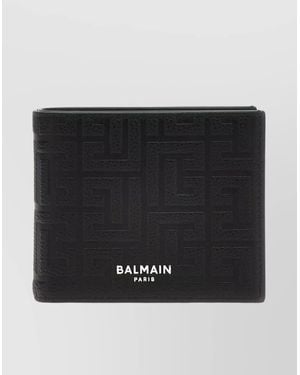 Balmain Logo Embossed Cardholder With Coin Pocket - Black