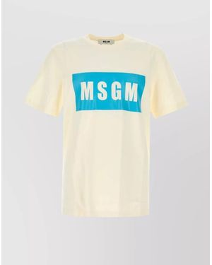 Tシャツ・カットソー MSGM VOLCANO COTTON JERSEY T-SHIRT MSGM Volcano Graphic Print Crew Neck T-Shirt in Blue for Men