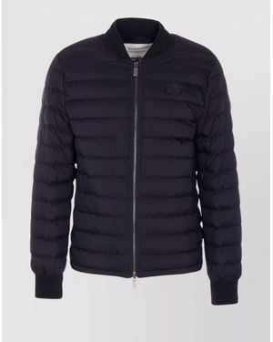 Burberry Down Jacket With Quilted Design And Zip Pockets - Blue