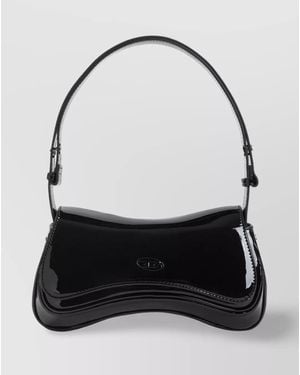 DIESEL Play Medium Patent Shoulder Bag - Black