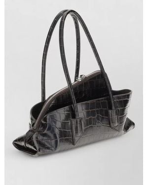 The Attico Small Calf Leather Crocodile Embossed Tote Bag - Black
