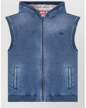 DIESEL Sleeveless Hooded Jacket - Blue