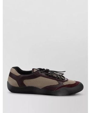 Prada Lace Up Sneakers Round Toe Mesh Design - Multicolor