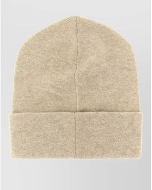 Brunello Cucinelli Monile Cashmere Beanie Cap Turn Up Brim - Natural