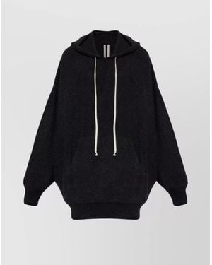 Rick Owens Oversized Alpaca Blend Hoodie Pocket - Blue