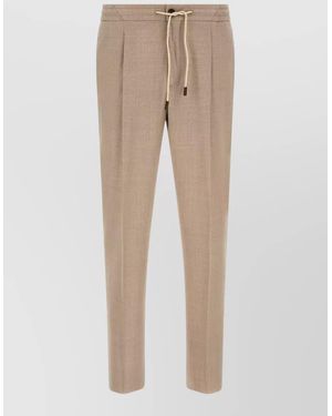 Incotex Modello 78 Pants Elastic Waistband Pleats - Natural