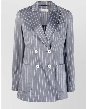 Circolo 1901 Cotton Pinstripe Double-Breasted Blazer - Blue