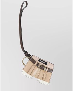 Miu Miu Leather Charm Keyring - White