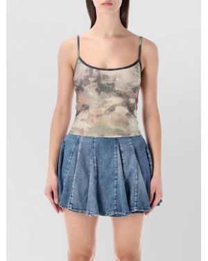 DIESEL Camouflage Crystal Tank Top Stretch Nylon - Blue