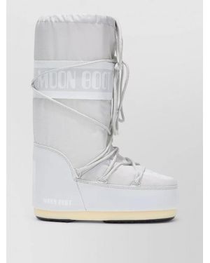 Moon Boot Icon High Top Nylon Boots Rubber Sole - White