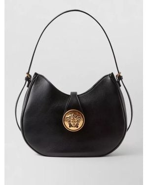 Versace Small Leather Hobo Bag - Black
