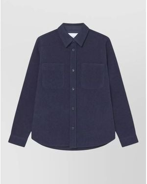 Les Deux Collared Nylon And Silk Long Sleeve Jacket - Blue
