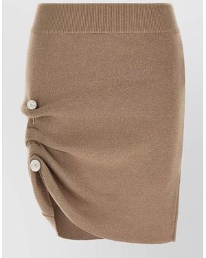 GIUSEPPE DI MORABITO High Waist Ruched Skirt Jewel Pin - Brown