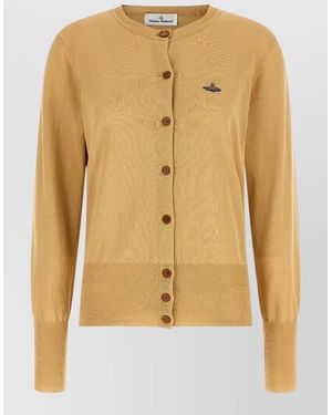 Vivienne Westwood Bea Knit Cardigan Long Sleeves Ribbed Trims - Yellow