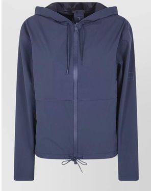 Rains Suva Hardshell Short Drawstring Hood Jacket - Blue