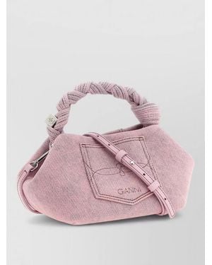 Ganni Bou Small Shoulder Bag Front Pocket Handle - Pink