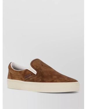 Tom Ford Low Top Loafers Suede Upper Rubber Sole - Brown