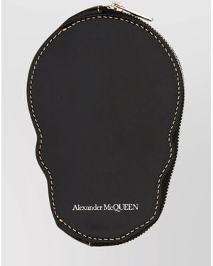 McQueen Leather Skull Card Holder - Black