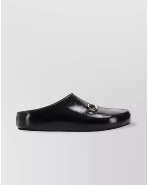 Marine Serre Leather Slippers - Black