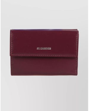 Jil Sander Compact Leather Wallet For Essentials - Purple