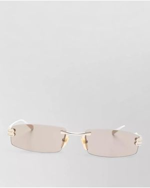 Balenciaga Rectangular Rimless Sunglasses Nose Pads Slim Temples - Natural