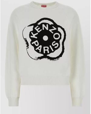 KENZO Cotton Crew Neck Sweatshirt Graphic Print - Grey