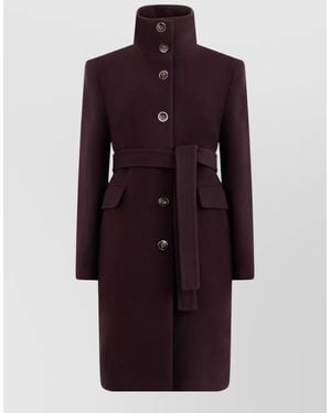 Pinko Wool Belted Coat - Purple
