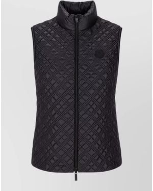 Moncler Quilted High Collar Casual Sleeveless Jacket - Blue
