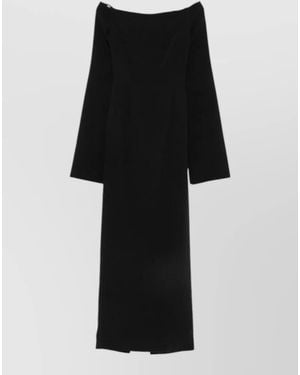 Solace London Marcella Maxi Dress Off Shoulder Slit - Black