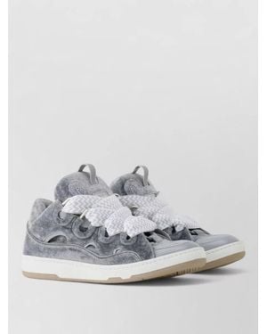 Lanvin Low Trainers Round Toe Velvet Texture - White