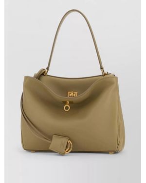 Balenciaga Small Rodeo Leather Handbag Top Handle - Natural