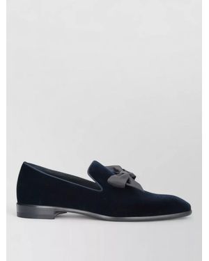 Christian Louboutin Velvet Loafers Featuring Signature Bow Detail - Blue