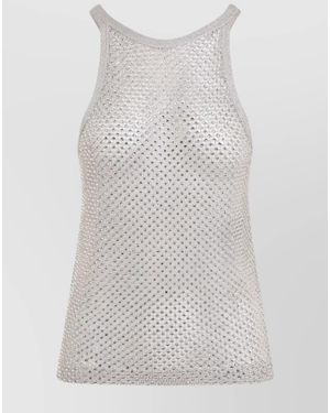 Tom Ford Lurex Halterneck Ribbed Top - White