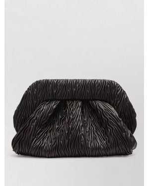 THEMOIRÈ Ruched Clutch Bag Textured Surface - Black