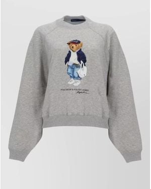 Polo Ralph Lauren Knitwear Crew Neck Jumper Graphic Print - Grey