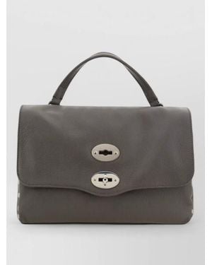 Zanellato Shoulder Bag Calfskin Studs Top Handle - Grey
