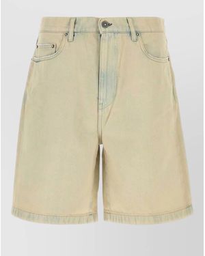 Golden Goose Denim Bermuda Shorts Rolled Hem Pockets - Natural