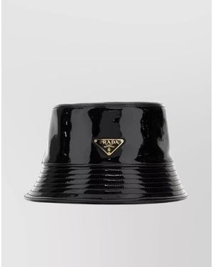 Prada Leather Narrow-Brim Hat - Black