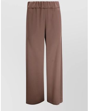 D.exterior Satin Wide Leg Trousers Elasticated Waist - Brown