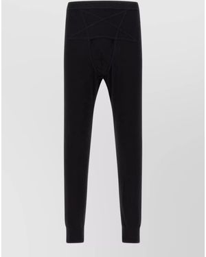 Rick Owens Thermal Knit Trousers Elastic Waist Rib Cuffs - Black