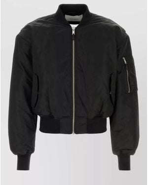Entire studios Nylon Bomber Jacket Ribbed Cuffs Hem Pocket - Black