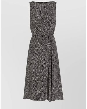 Dolce & Gabbana Boat Neck Chevron Print Cocktail Dress - Gray