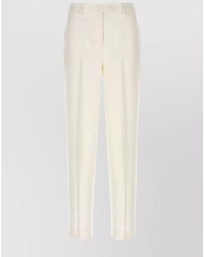 Kiton Slim Fit Pants Featuring Front Pleats - White