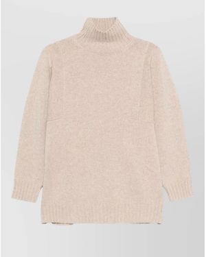 Max Mara Ribbed Cashmere Turtleneck Jumper - Natural