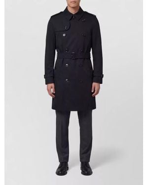 Burberry Heritage Kensington Trench Coat Mid Length - Blue