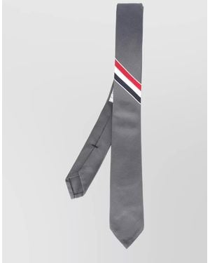 Thom Browne Silk Cotton Tie Rwb Stripe Jacquard - White